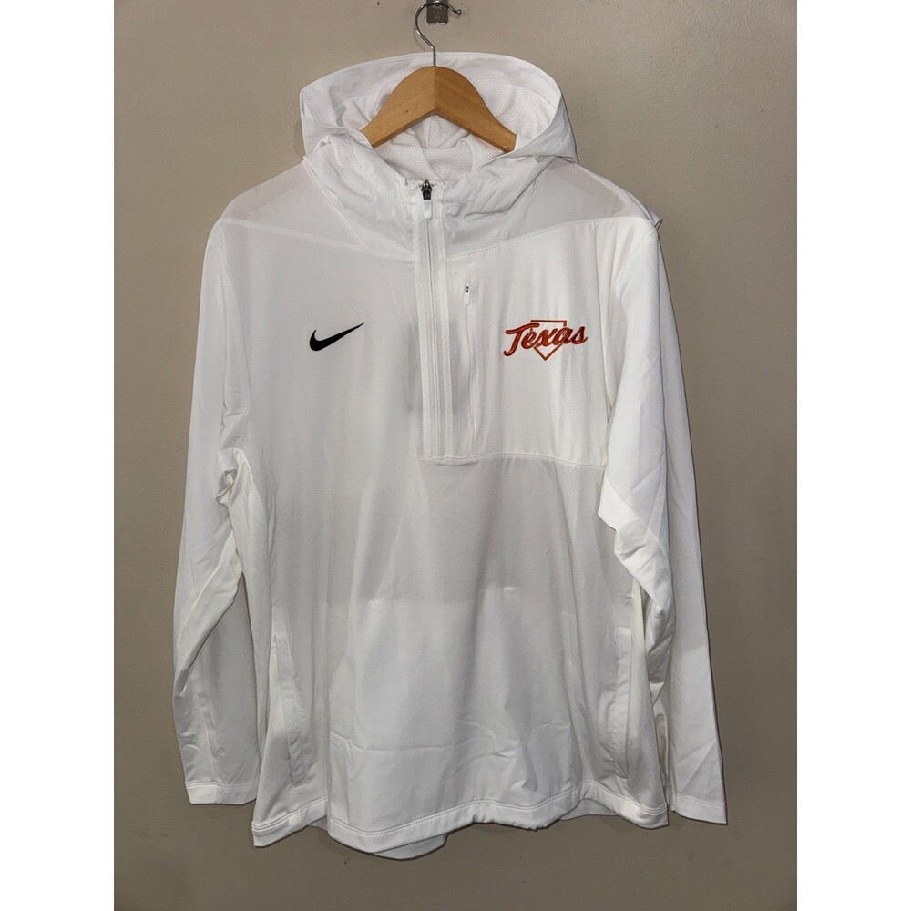 Men's L Nike Texas Longhorns Baseball 1/4 Zip Team Issued PE Hooded Jacket NCAA